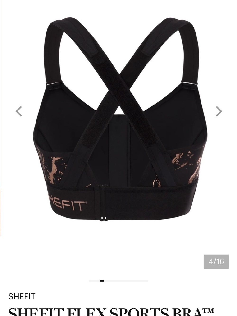 NWOT SHEFIT Sports Bra in Black with Rose Accents Women’s Medium
